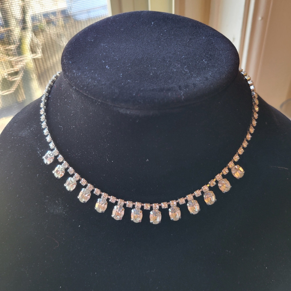 Six Elegant Silver Tone and Black Rhinestone Necklaces - Picture 2 of 7